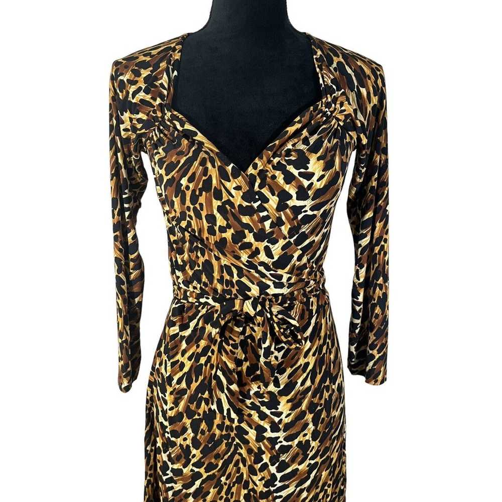Norma Kamali Wrap Dress Leopard Print Jersey Swee… - image 7