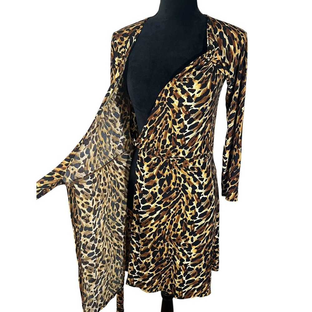 Norma Kamali Wrap Dress Leopard Print Jersey Swee… - image 8
