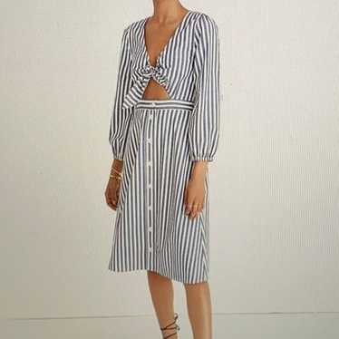 Madewell Shimmer Stripe Cutout Midi Dres