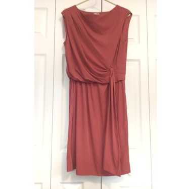 DVF Red Draped Blouson Sash Dress Size 10 - image 1