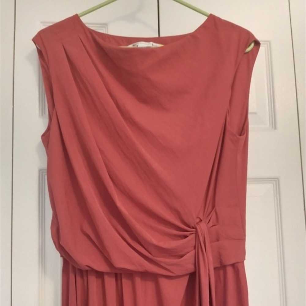 DVF Red Draped Blouson Sash Dress Size 10 - image 2