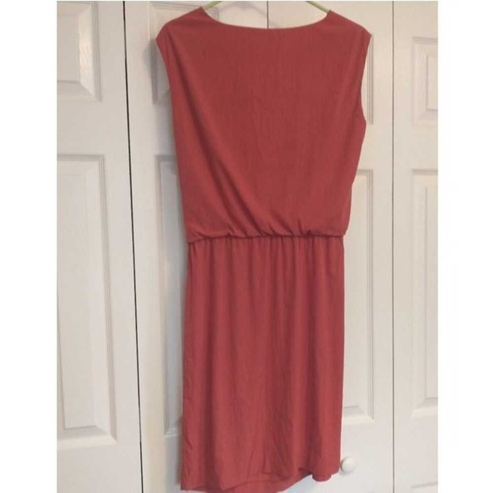 DVF Red Draped Blouson Sash Dress Size 10 - image 3