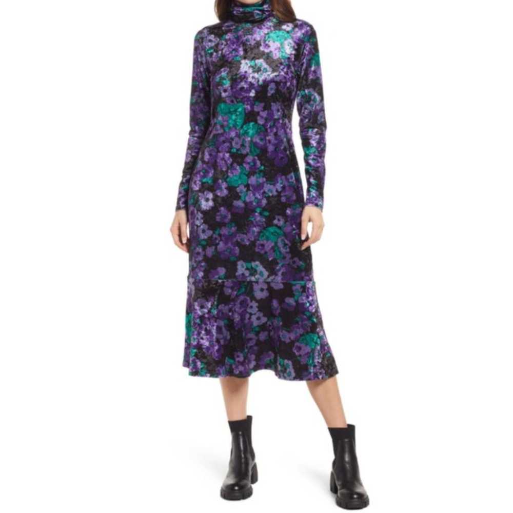 & OTHER STORIES Printed Turtleneck Midi Dress Pur… - image 1