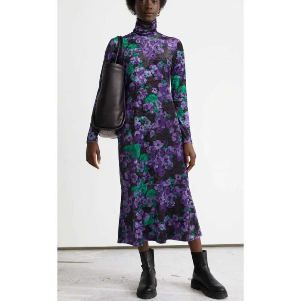 & OTHER STORIES Printed Turtleneck Midi Dress Pur… - image 3