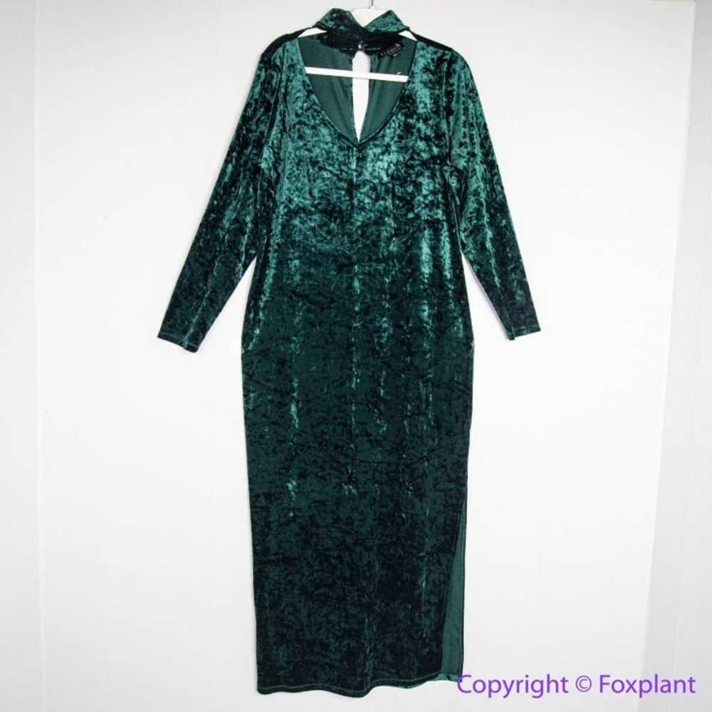 Eloquii dark green Crushed Velvet Dress, 18 - image 1