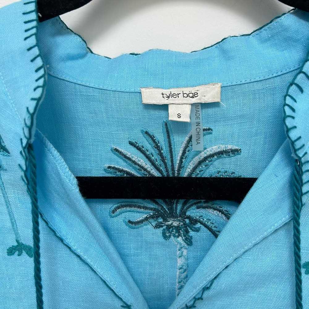 Tyler Boe Embroidered Palm Shirt Dress in Blue Wo… - image 3