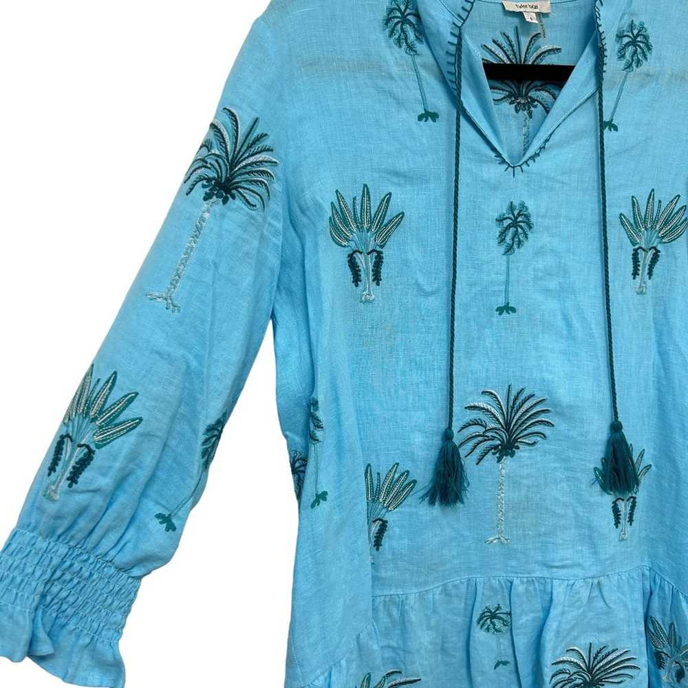 Tyler Boe Embroidered Palm Shirt Dress in Blue Wo… - image 4