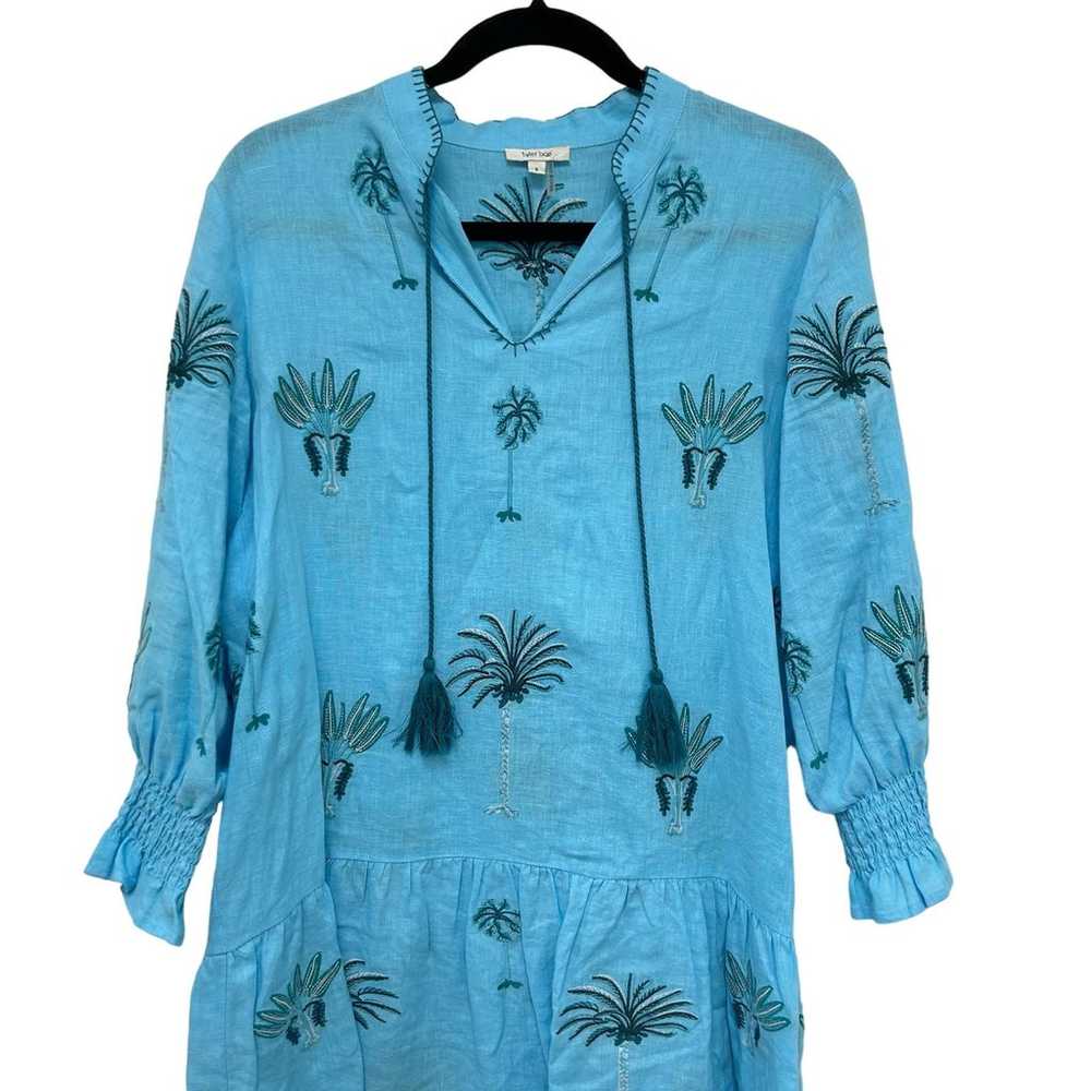 Tyler Boe Embroidered Palm Shirt Dress in Blue Wo… - image 6