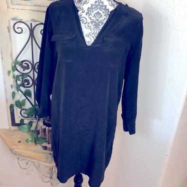Joie black silk shirt dress