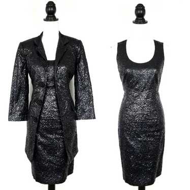 ECCOCI Black Sequin Sheath Dress & Jacket 2 Piece 