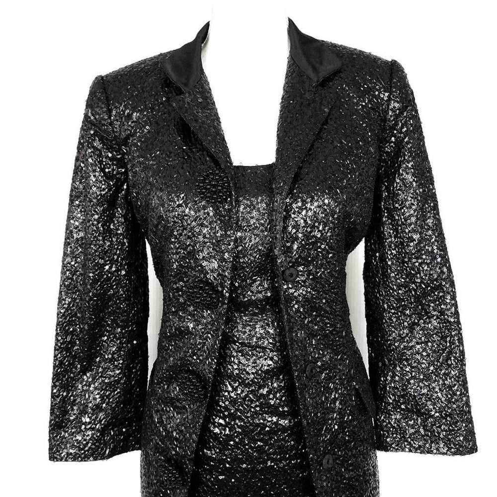 ECCOCI Black Sequin Sheath Dress & Jacket 2 Piece… - image 3