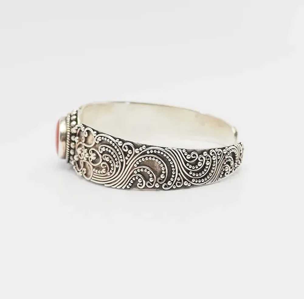 Vintage ornate sterling silver round gemstone fus… - image 3