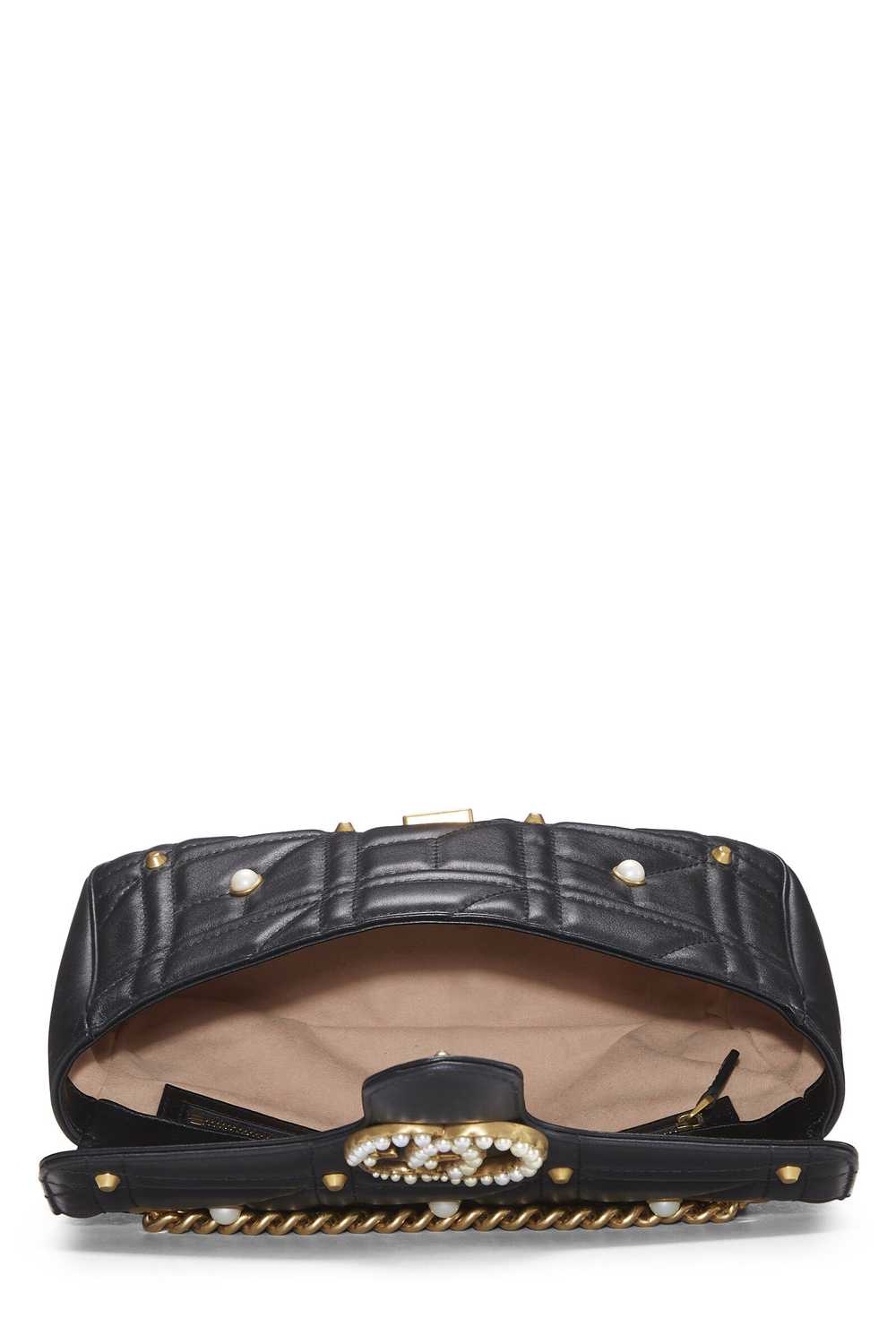Black Leather & Faux Pearl GG Marmont Shoulder Ba… - image 6