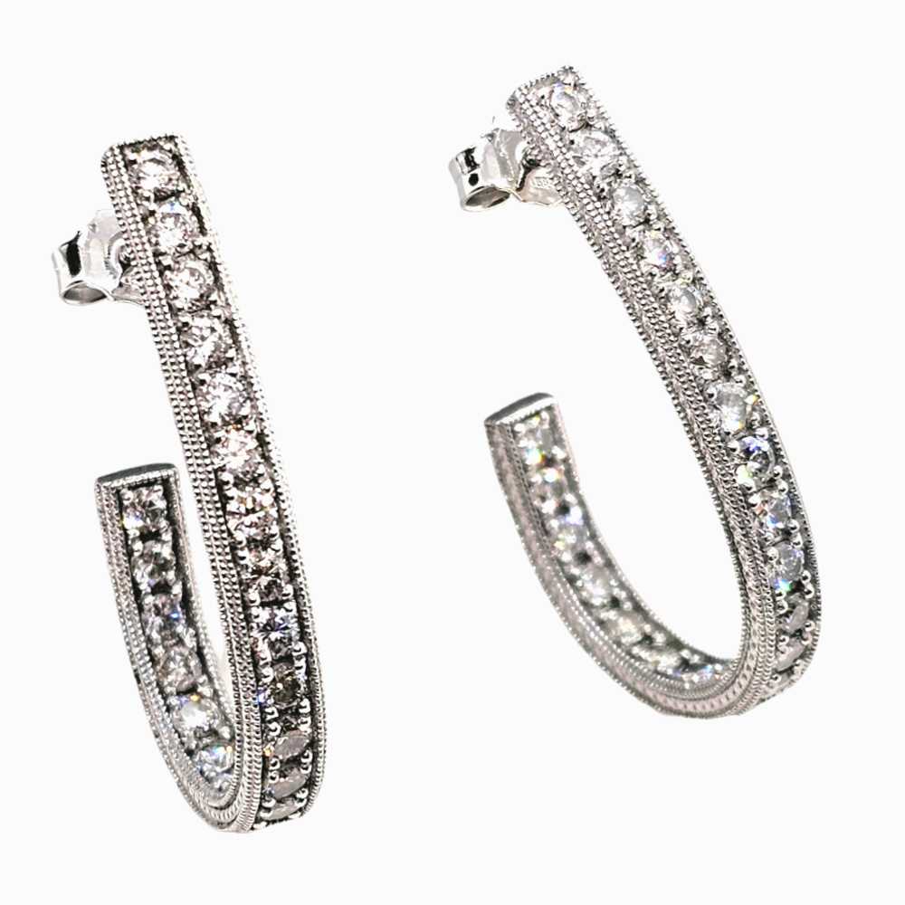 Bespoke 14ct White Gold Diamond Earrings - image 1