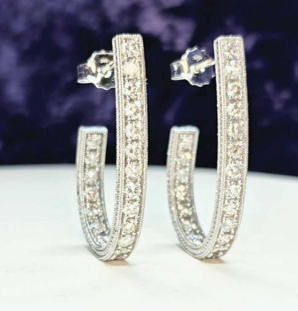 Bespoke 14ct White Gold Diamond Earrings - image 2