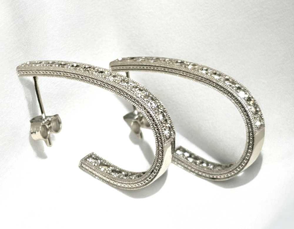 Bespoke 14ct White Gold Diamond Earrings - image 3