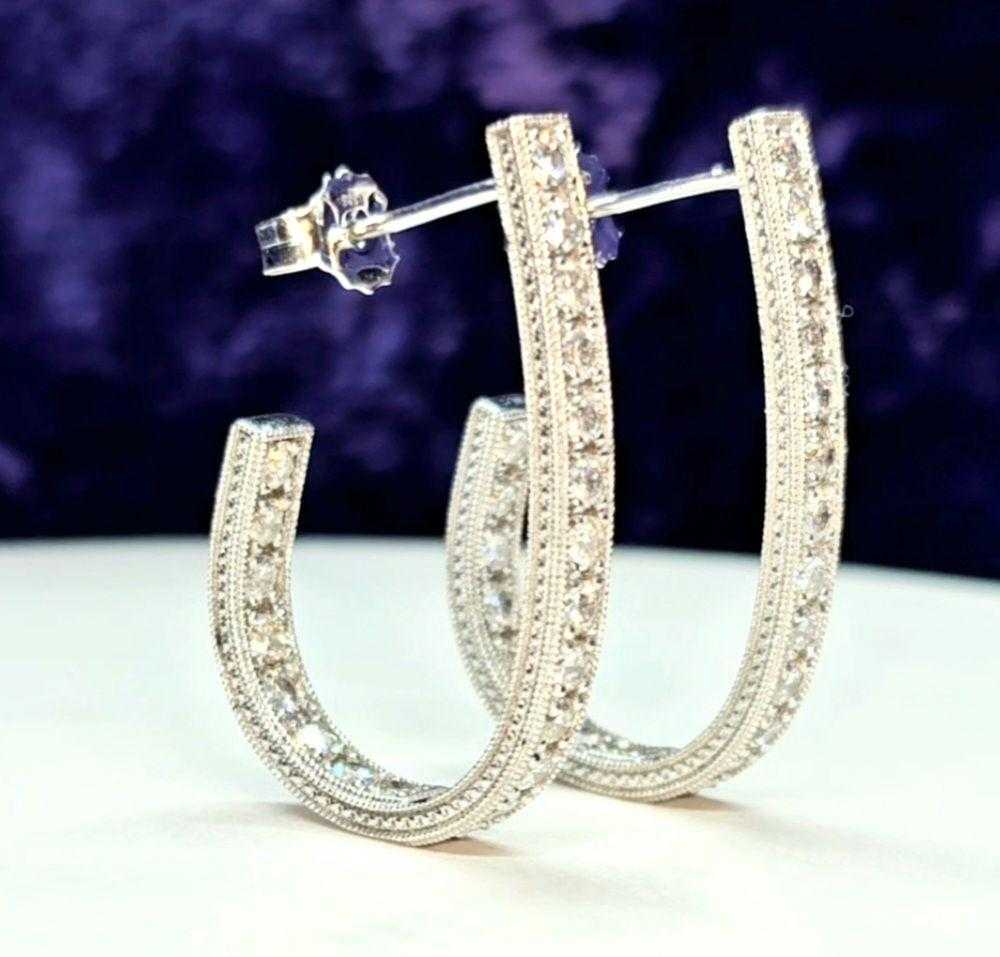 Bespoke 14ct White Gold Diamond Earrings - image 6