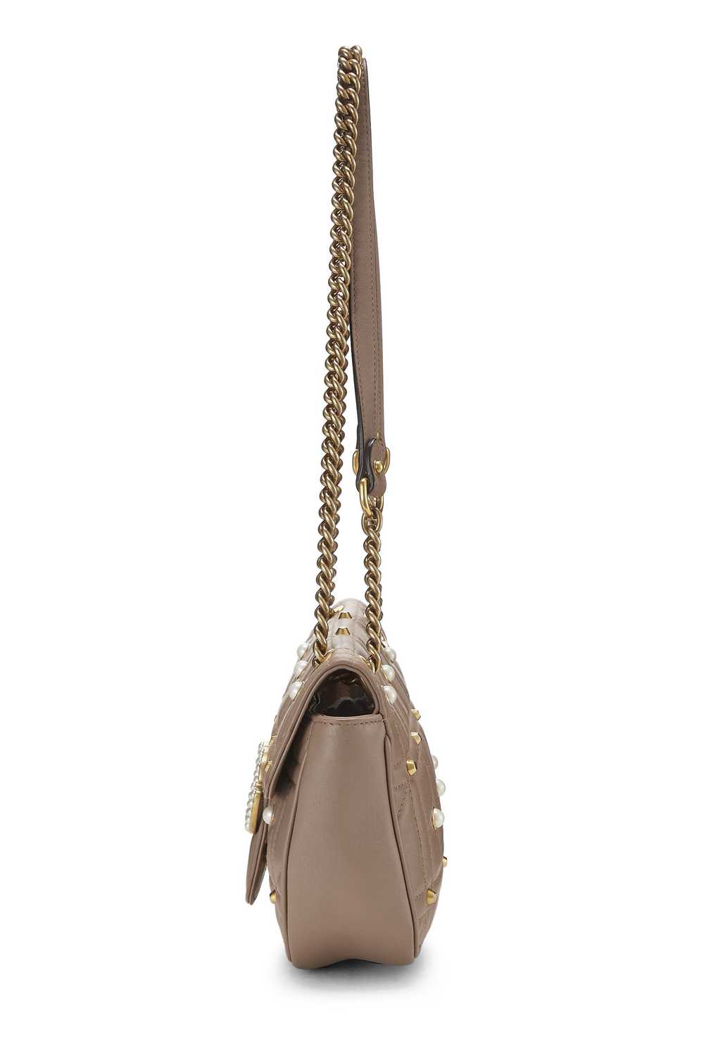 Pink Leather & Faux Pearl GG Marmont Shoulder Bag… - image 3