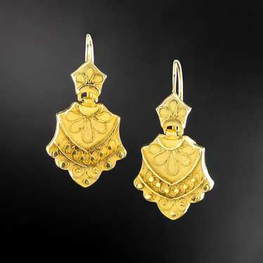 Victorian Granulated Gold Dangle Earrings