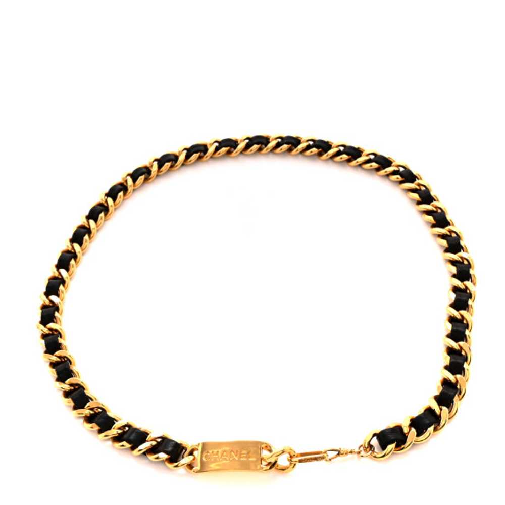 CHANEL Lambskin Chain Logo Belt Gold Black - image 1