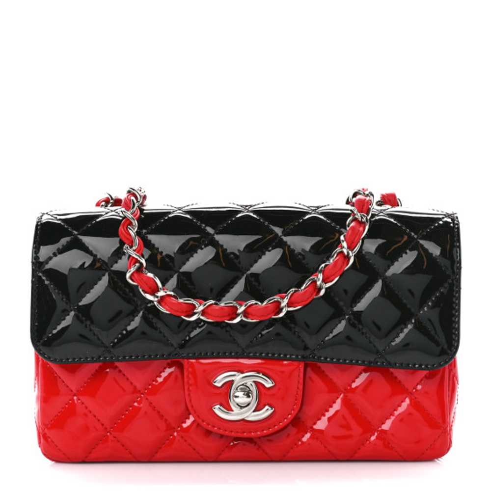 CHANEL Patent Calfskin Quilted Bi-Color Mini Rect… - image 1
