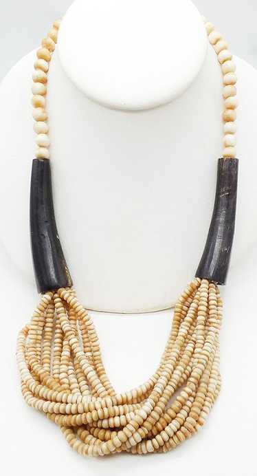 Bone Beads and Horn Boho Necklace