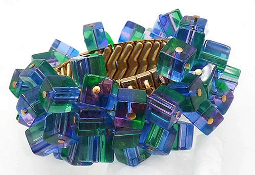 Blue Geen Lucite Cubes Expansion Bracelet - image 1
