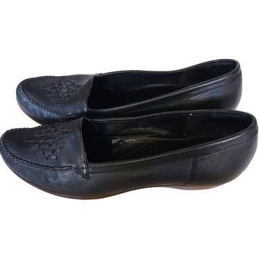 Vintage Cobbie Cuddlers Black Leather Wedge Loafe… - image 1