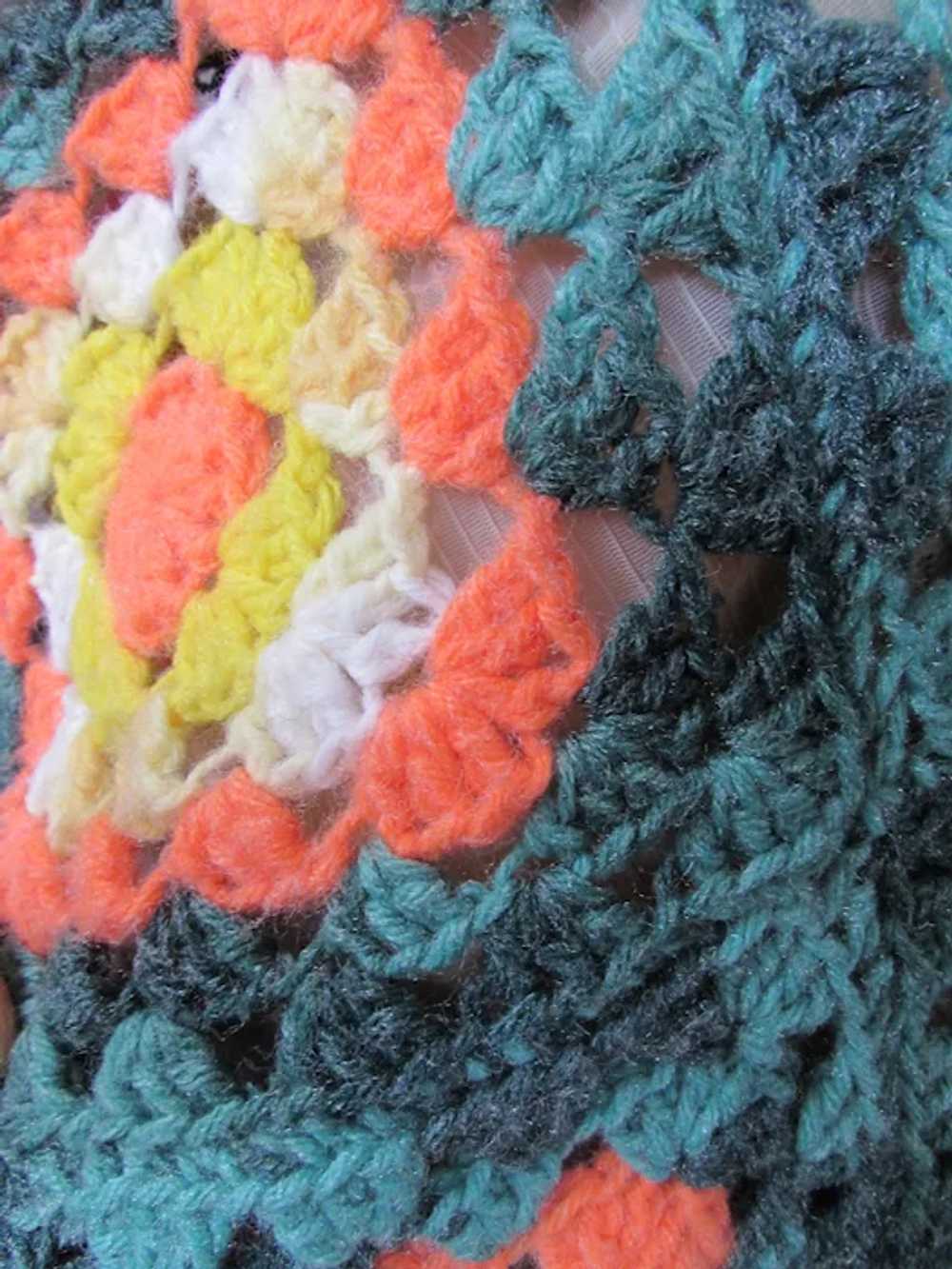 Nostalgic Granny Square Crochet Poncho Hand Made - image 7