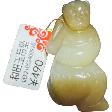 Lovely Nephrite Jade Monkey Pendant - image 1