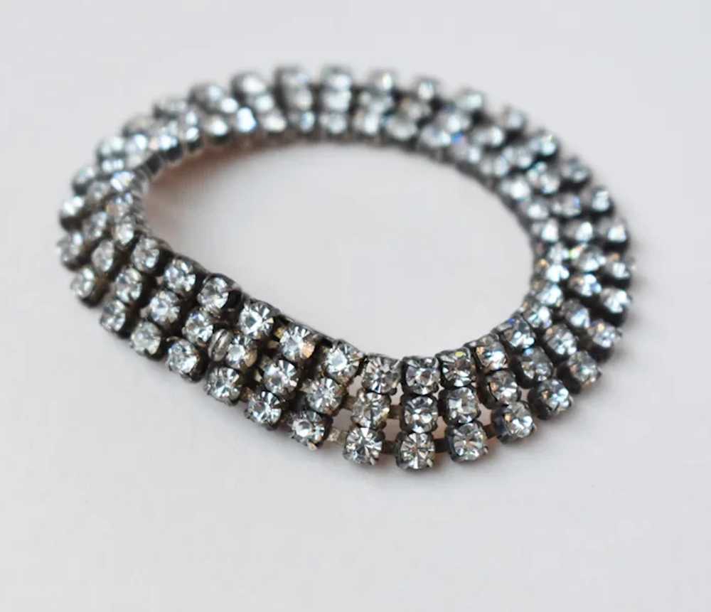 Wide rhinestone bracelet 835 silver, fancy accent… - image 10