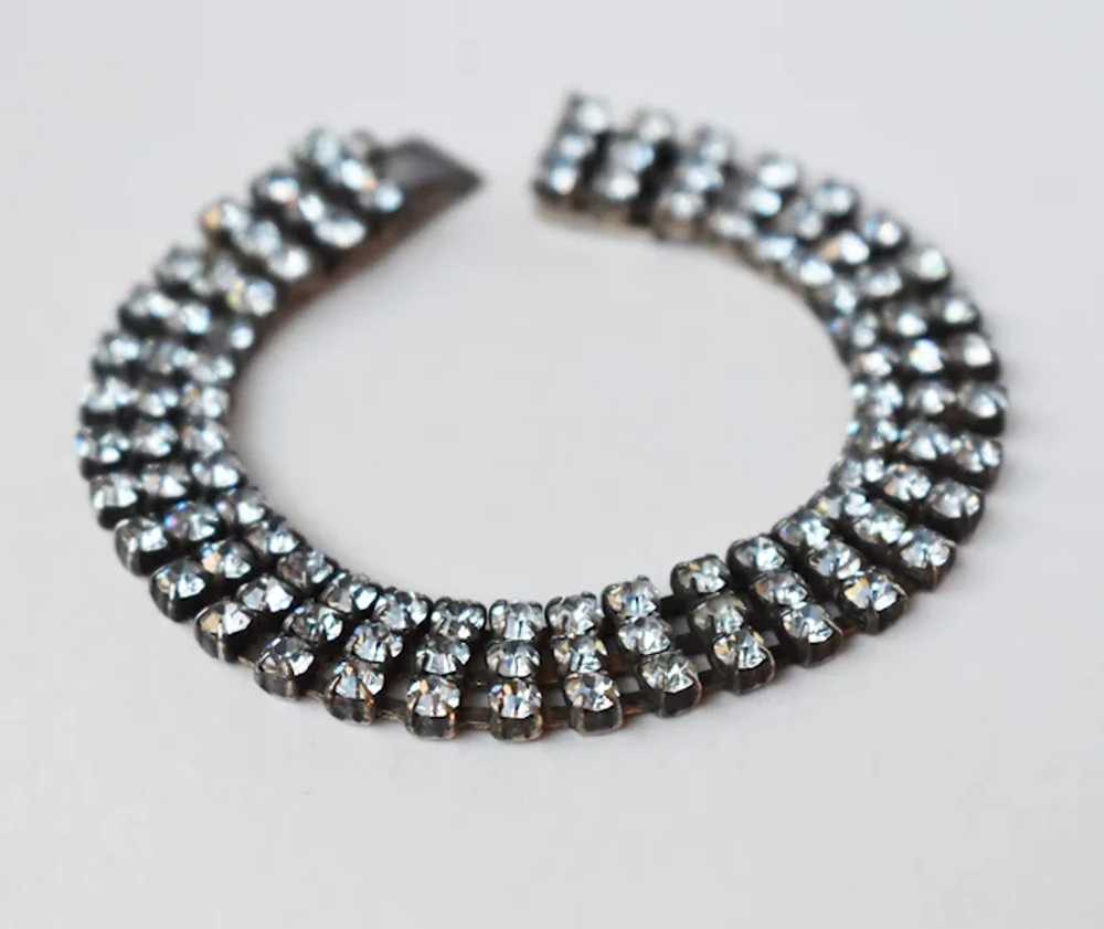 Wide rhinestone bracelet 835 silver, fancy accent… - image 4