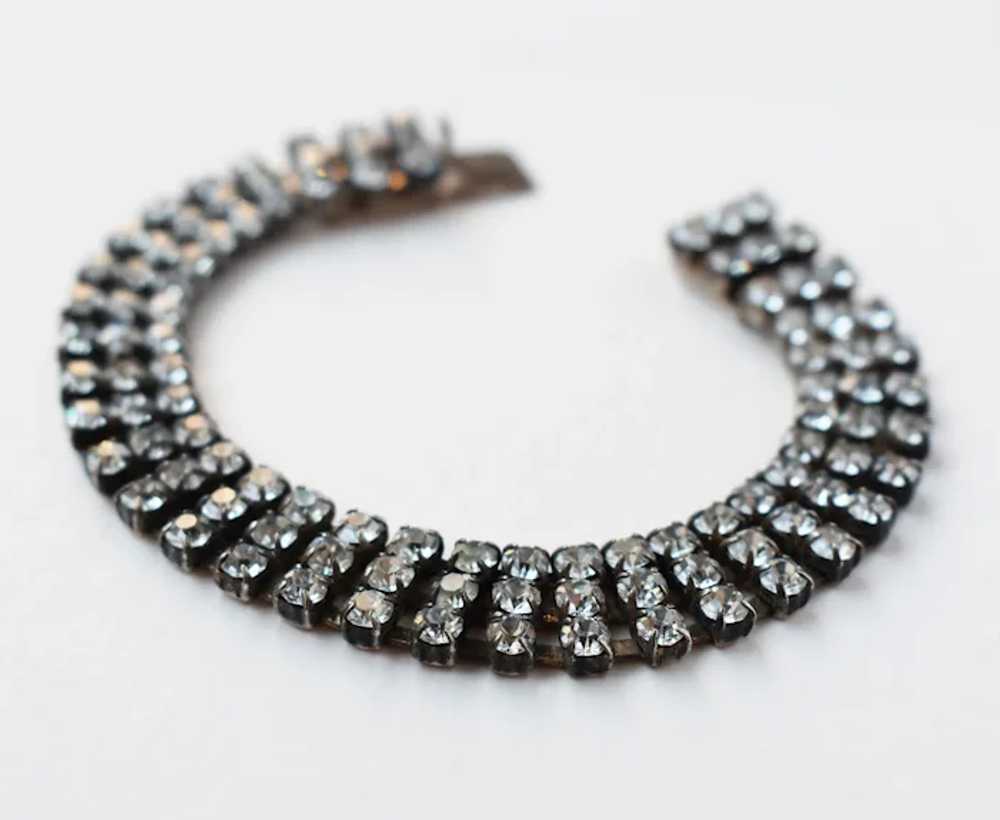 Wide rhinestone bracelet 835 silver, fancy accent… - image 6