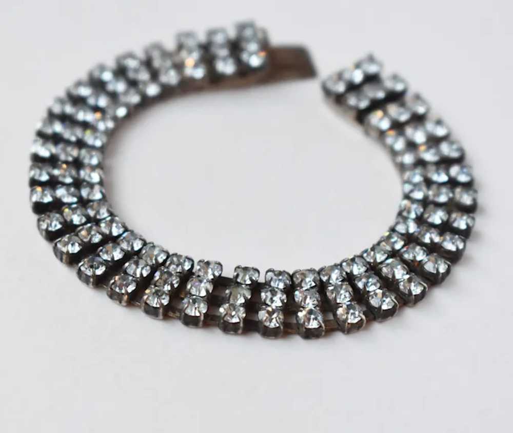 Wide rhinestone bracelet 835 silver, fancy accent… - image 8