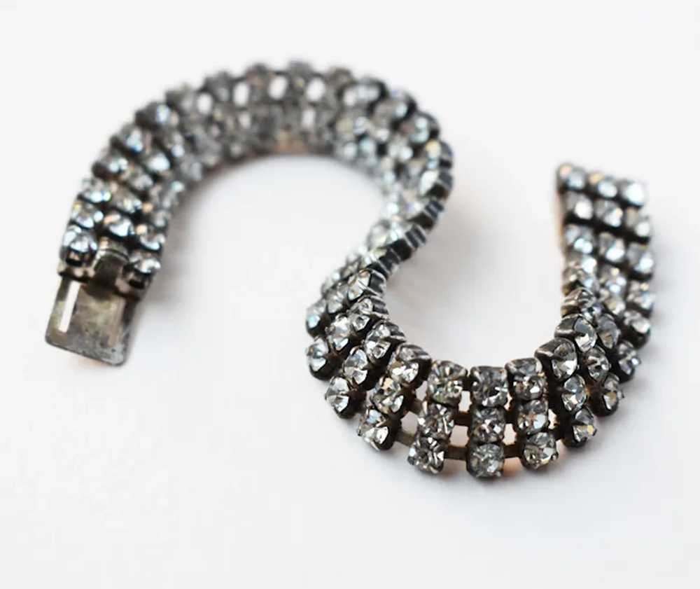 Wide rhinestone bracelet 835 silver, fancy accent… - image 9