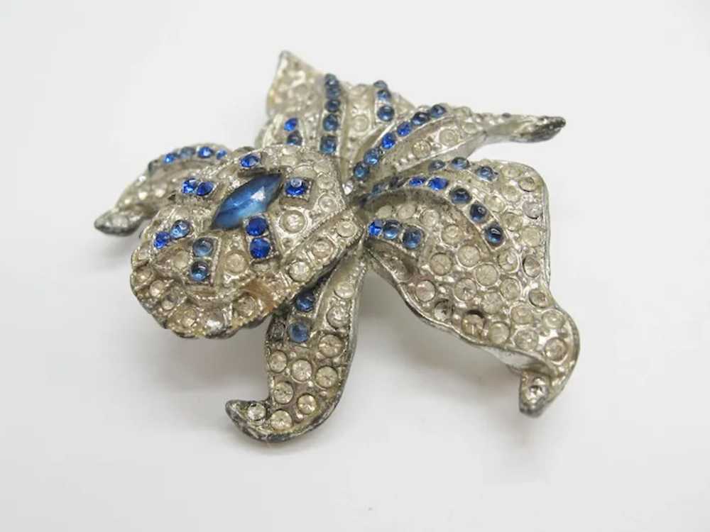 Vintage Art Deco Pot Metal Rhinestone Orchid Trem… - image 2