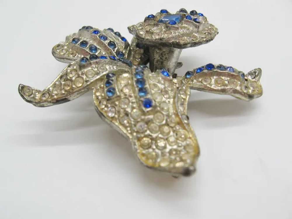 Vintage Art Deco Pot Metal Rhinestone Orchid Trem… - image 4