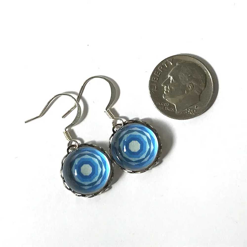 Blue Circle Handcrafted Artisan Glass Cabachon Si… - image 2
