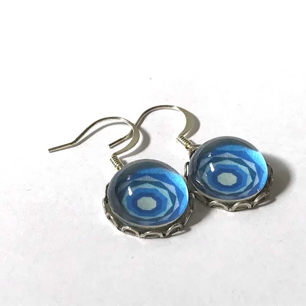 Blue Circle Handcrafted Artisan Glass Cabachon Si… - image 3