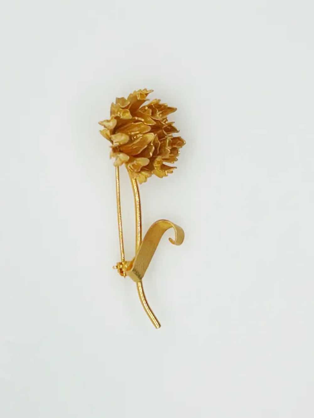 Striking Golden Vintage Flower Brooch - image 2