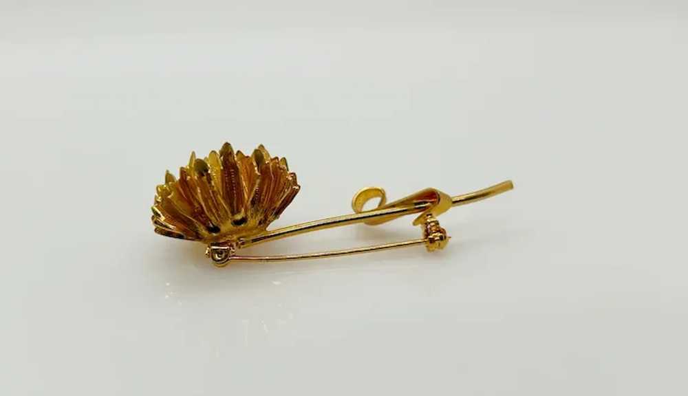 Striking Golden Vintage Flower Brooch - image 3