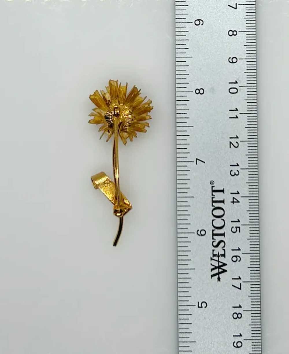 Striking Golden Vintage Flower Brooch - image 6