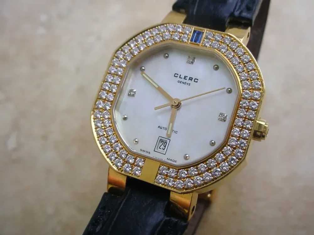 Clerc Geneve 18K Gold Ladies Watch, Diamond Bezel… - image 2