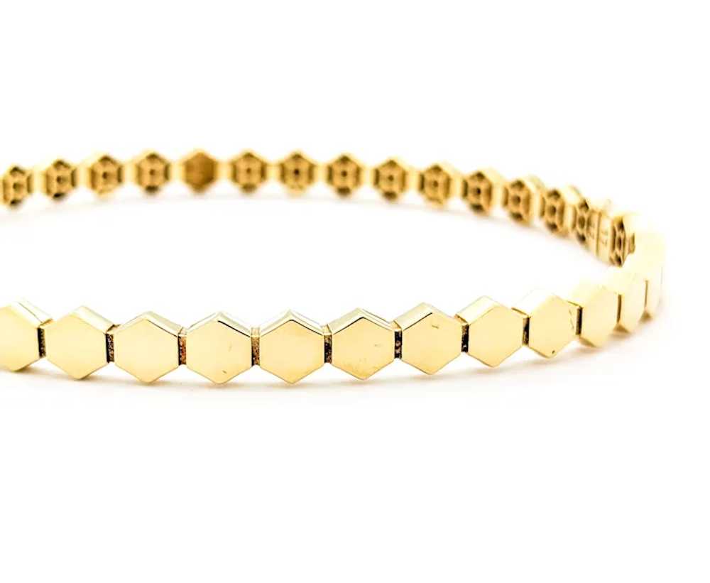 Unique Hexagon Link Bangle Bracelet In Yellow Gold - image 2