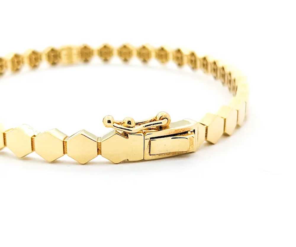 Unique Hexagon Link Bangle Bracelet In Yellow Gold - image 4