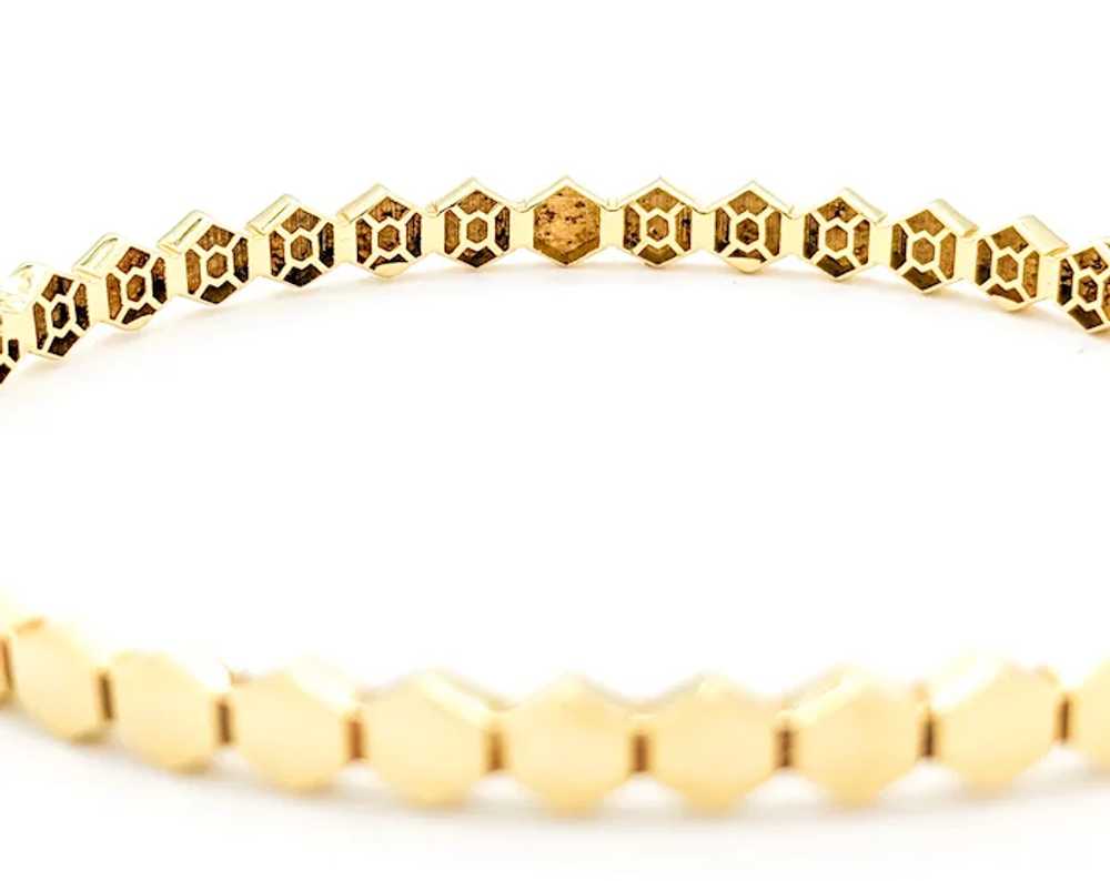 Unique Hexagon Link Bangle Bracelet In Yellow Gold - image 6
