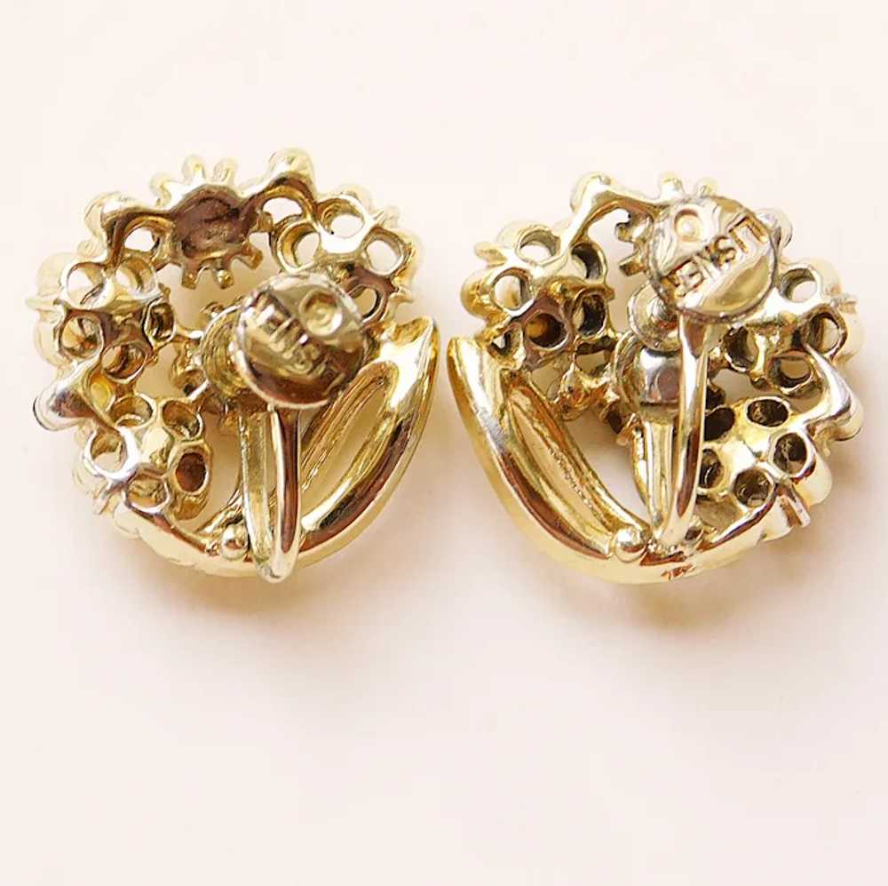 Gorgeous LISNER Brown Rhinestone Vintage Earrings… - image 2