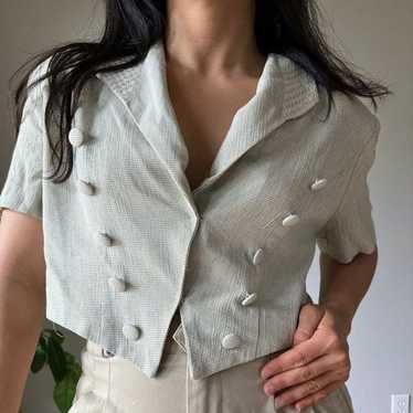 Vintage 90s button front loose fit boxy blouse be… - image 1