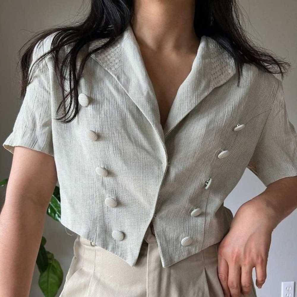 Vintage 90s button front loose fit boxy blouse be… - image 5