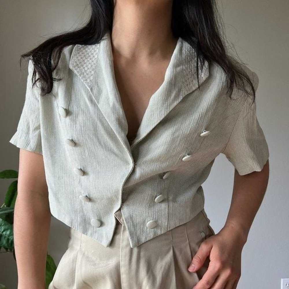 Vintage 90s button front loose fit boxy blouse be… - image 6